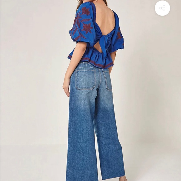 Omika Dumnore Blouse in Anya Cobalt -NWT - Picture 3 of 10